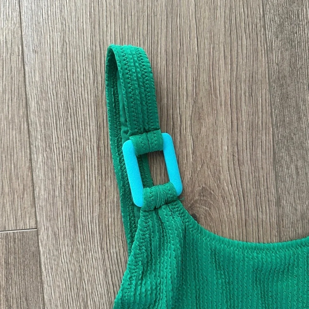 NWT Aerie Birthday Scoop Cheekiest One Piece‎ Swimsuit Jelly Bean Green Blue